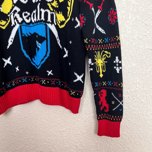 Game of Thrones Mens Joy To The Realm Ugly Christmas Sweater size Large Black - Picture 6 of 8